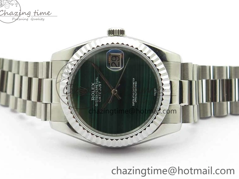 36mm Malachite Bracelet Green President Best SS SS on A2824 Dial DateJust EDF Edition 0216